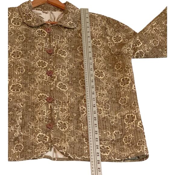 CASUAL STUDIO Womens Reversible Jacket Cream Mocha Mousse Button Front Size L - Picture 5 of 9